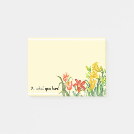 水彩春の花鮮やかフローラデザイン ポストイット (正面)