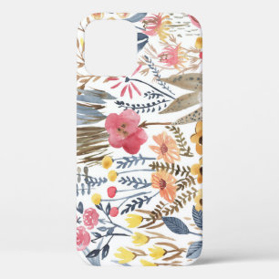 水彩春の花、シームレ鮮やかームパター iPhone 12ケース