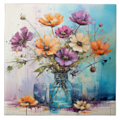 水彩春の花 タイル (正面)