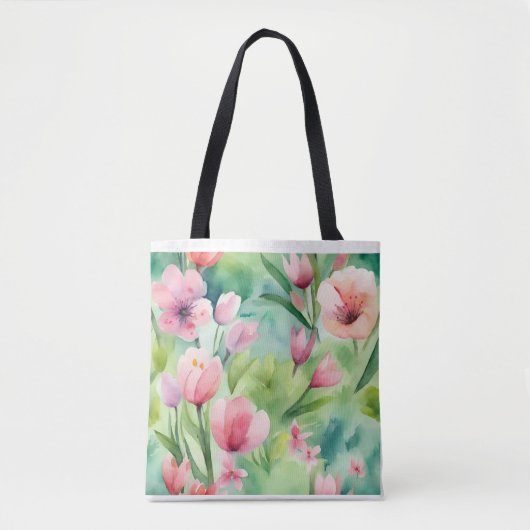 水彩春の花 トートバッグ (正面)