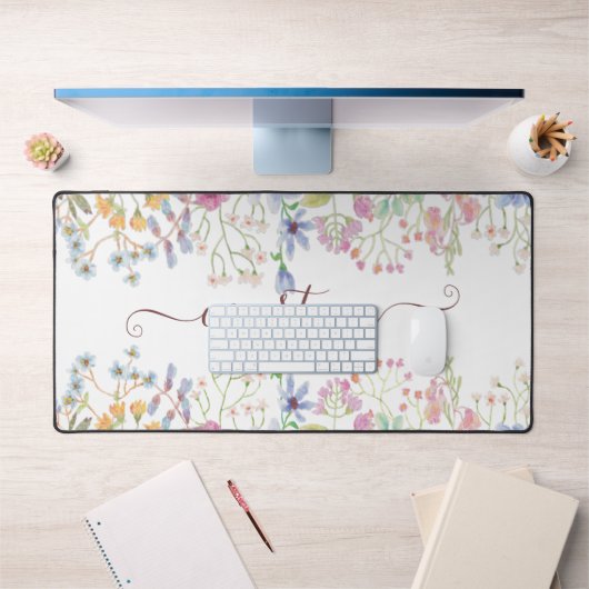 水彩春の花 パーソナライズされた デスクマット (オフィス1)