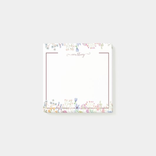 水彩春の花 パーソナライズされた ポストイット (正面)