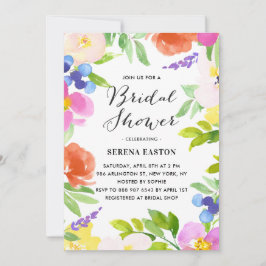 水彩春の花 ブライダルシャワー招待状 招待状