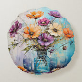水彩春の花 ラウンドクッション (裏面)