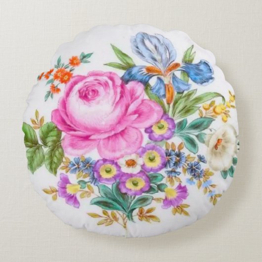 水彩春の花 ラウンドクッション (正面)