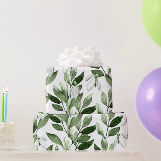 水彩春の花 ラッピングペーパー (パーティーギフト)