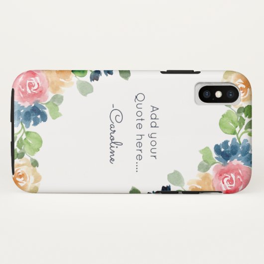 水彩春の花。名前と引用文を追加 Case-Mate iPhoneケース (裏面(横))