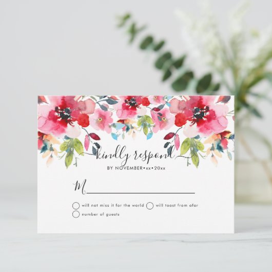 水彩春の花 RSVP 案内状 (スタンド正面)