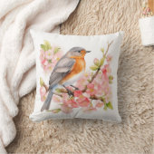 水彩春の鳥と花 クッション (ブランケット)