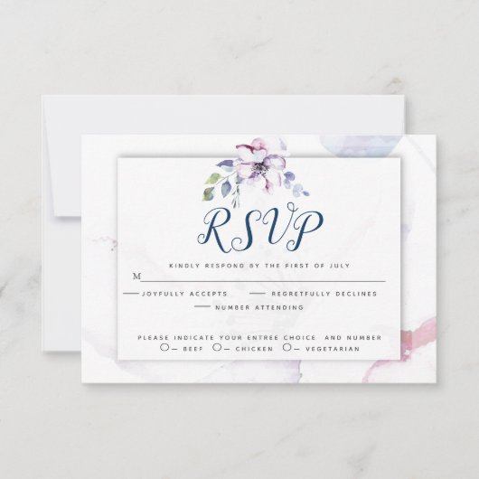 水彩春りんご花 出欠カード (正面)