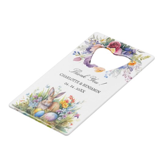 水彩春をテーマにした結婚式の引き出物 クレジットカード栓抜き (正面アングル)