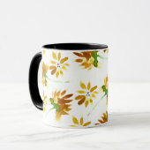 水彩春イエローフローラ植物模様 マグカップ (正面左)