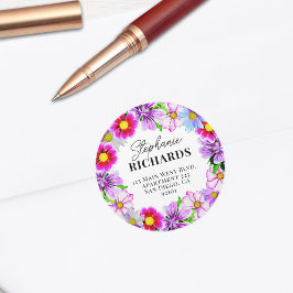 水彩春ガーデンフラワーズ封筒用シール ラウンドシール