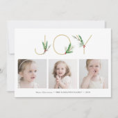 水彩春クリスマスジョイ3枚フォトカード シーズンカード (正面)