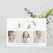 水彩春クリスマスジョイ3枚フォトカード シーズンカード (スタンド正面)