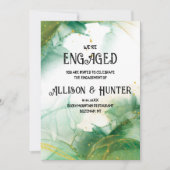 水彩春グリーン婚約招待状 招待状 (正面)