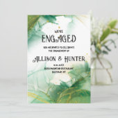 水彩春グリーン婚約招待状 招待状 (スタンド正面)