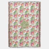 水彩春チューリップカスタム付きモノグラム スローブランケット (正面縦)