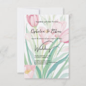 水彩春チューリップ結婚式招待状 招待状 (正面)