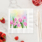 水彩春チューリップ 縁ありランチョンナプキン (インサイチュ)