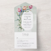 水彩春チューリップrsvp付結婚き オールインワン招待状 (内側)
