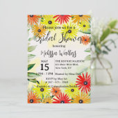 水彩春デイジー花ブライダルシャワー 招待状 (スタンド正面)