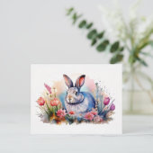水彩春バニー葉書 – フローラウサギ ポストカード (スタンド正面)