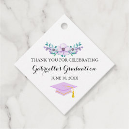 水彩春パープルフローラバースト卒業 フェイバータグ