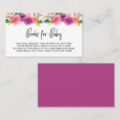 水彩春パープル花模様ブックスベビー 名刺 (正面/裏面)