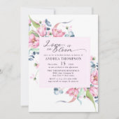 水彩春ピンクフローラブライダルシャワー 招待状 (正面)
