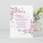 水彩春ピンクフローラブライダルシャワー 招待状 (スタンド正面)