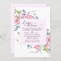 水彩春ピンクフローラブライダルシャワー