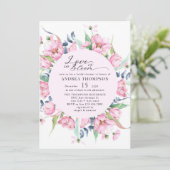 水彩春ピンクフローラブライダルシャワー 招待状 (スタンド正面)