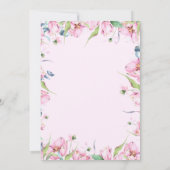 水彩春ピンクフローラブライダルシャワー 招待状 (裏面)