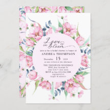 水彩春ピンクフローラブライダルシャワー