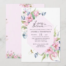 水彩春ピンクフローラブライダルシャワー