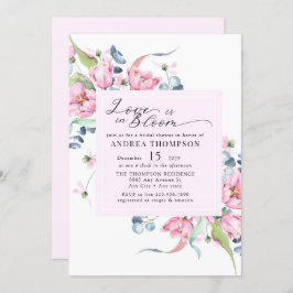 水彩春ピンク花の花嫁のシャワー 招待状