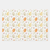 水彩春フラワーバニーエッグヴィンテージイースター ラッピングペーパーシート (正面3)