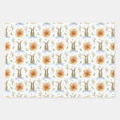 水彩春フラワーバニーエッグヴィンテージイースター ラッピングペーパーシート (正面2)