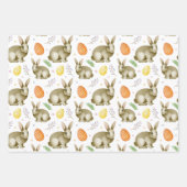 水彩春フラワーバニーエッグヴィンテージイースター ラッピングペーパーシート (正面)