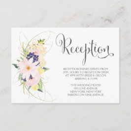 水彩春フローラウェディングレセプションカード エンクロージャーカード