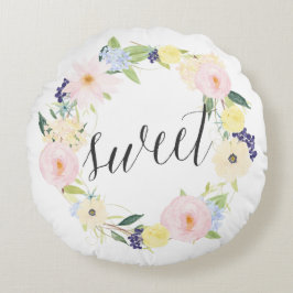 水彩春フローラリース | スイートラウンド ラウンドクッション