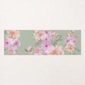 水彩春フローラルパターングリーンモノグラム ヨガマット (裏面(横))