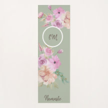 水彩春フローラルパターングリーンモノグラム