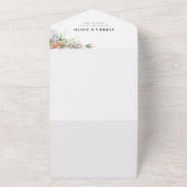 水彩春フローラロマンチックQRコード結婚ズ オールインワン招待状 (外側)