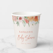 水彩春フローラ女の子のためのベビーシャワー 紙コップ (正面)