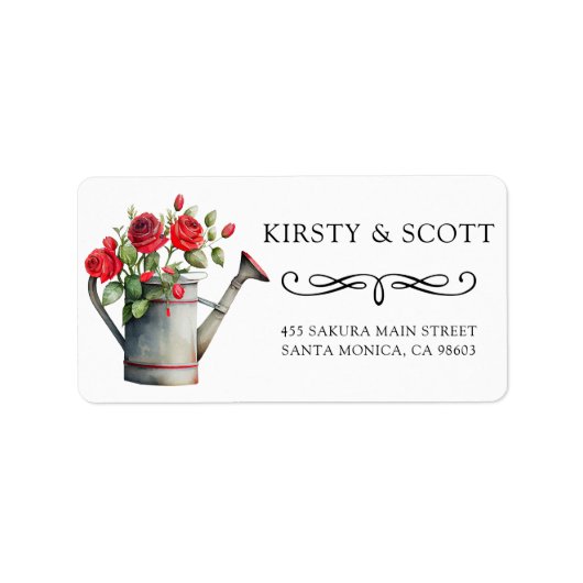 水彩春フローラ水結婚遣い ラベル (正面)