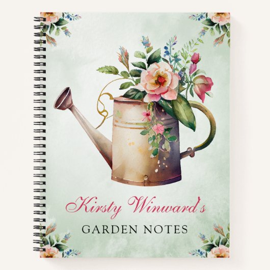 水彩春フローラ灌水缶ガーデンノート ノートブック (正面)