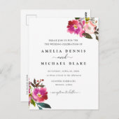 水彩春フローラ結婚式招待状 ポストカード (正面/裏面)