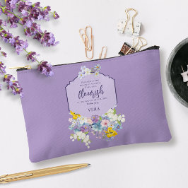 水彩春フローラ聖句パーソナライズされた アクセサリーポーチ